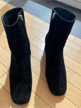 Prada Black Suede Ankle Boots with Side Zip